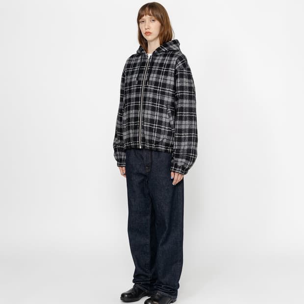 Stussy wool plaid  work jacket m