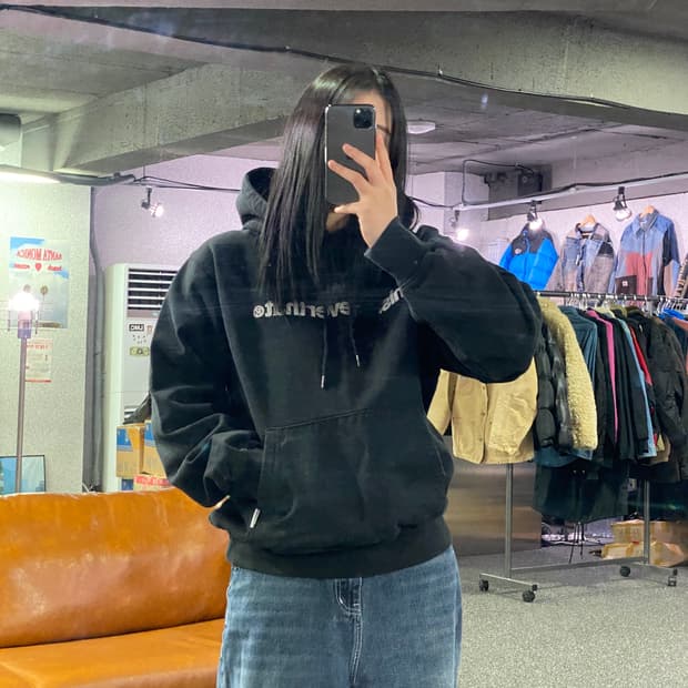 디스이즈네버댓 빅로고 블랙 후드티 B4080