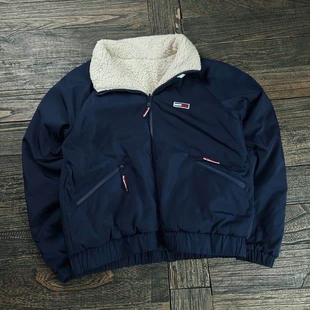 [타미힐피거] 리버시블 양면 바람막오 뽀글이 자켓 네이비 M19010