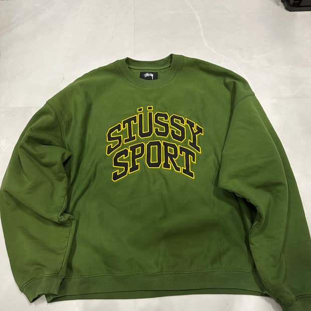 [XL]스투시 재팬 릴렉스드 오버사이즈 크루넥 그린 스투시 스포츠