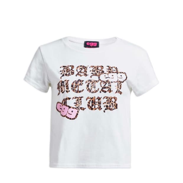 새상품 베이비메탈클럽 베메클 에그 스티커 베이비 티셔츠 화이트