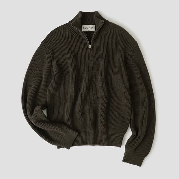 (XL) 후브스 미드넥 하프집업 니트 [딥브라운]