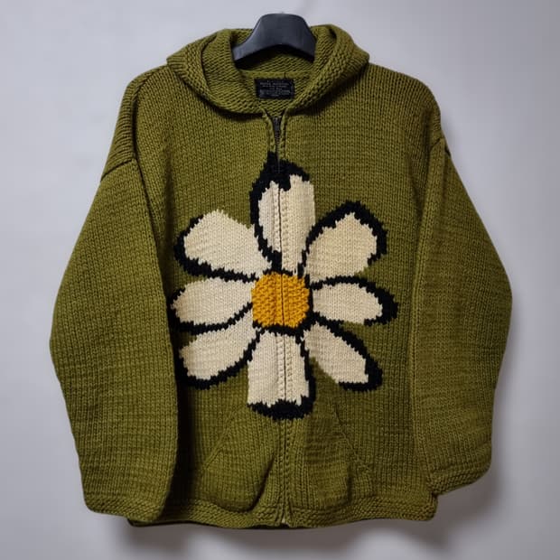 빈티지 플라워 울 니트 집업 95-100