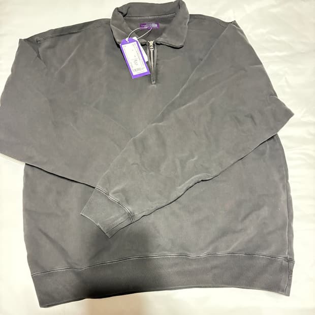 노스페이스 퍼플라벨 11oz 하프 집업 스웨트셔츠 (차콜 CH)