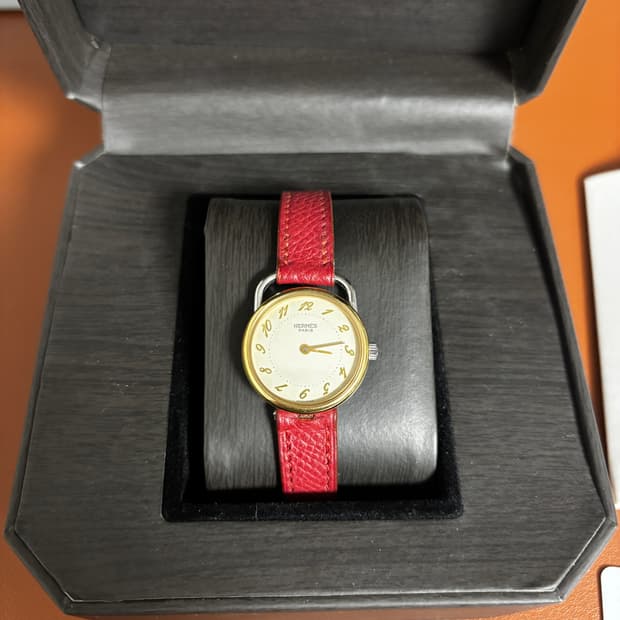 빈티지 에르메스 아쏘 쿼츠 24mm 레드스트랩