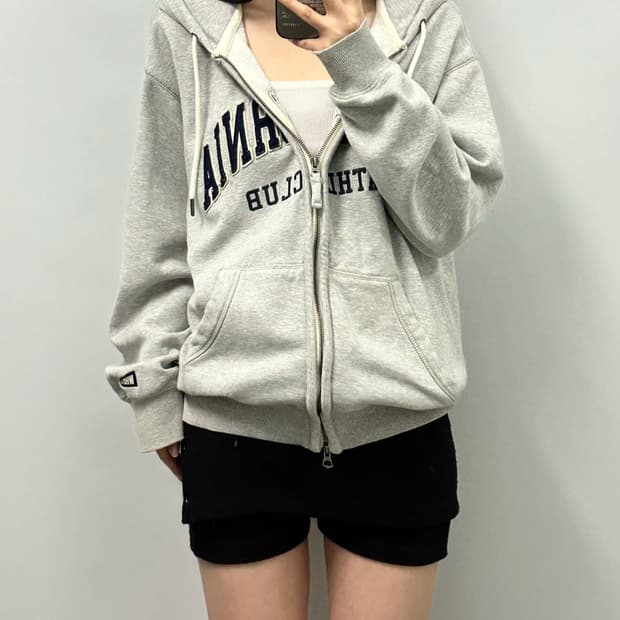 후아유 y2k 와투케 그레이 후드집업