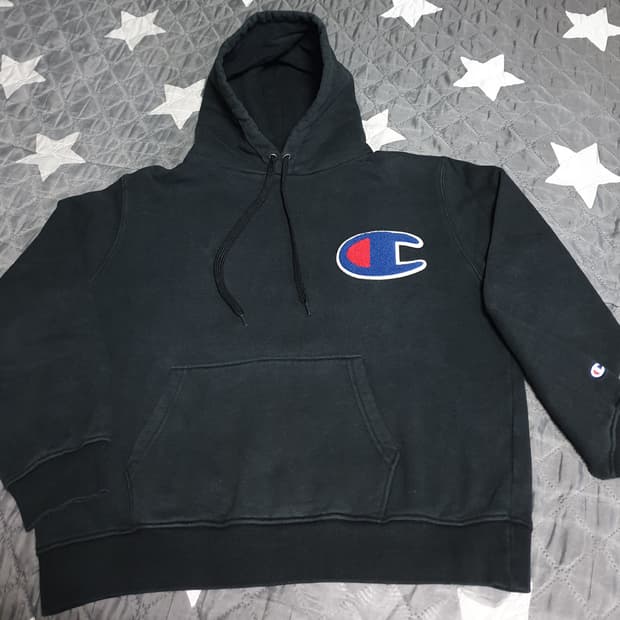 챔피온 재팬 빅로고 자수와펜 기모 후드티 블랙 (2XL)