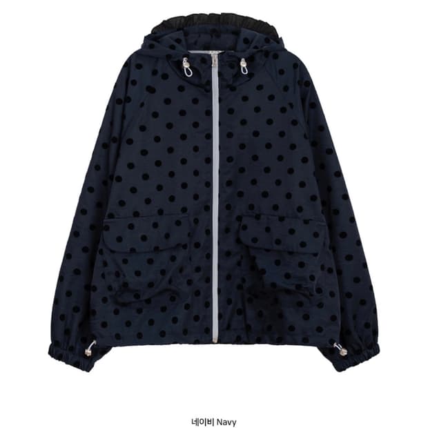 오헤시오 dot frill hooded windbreaker jumper
