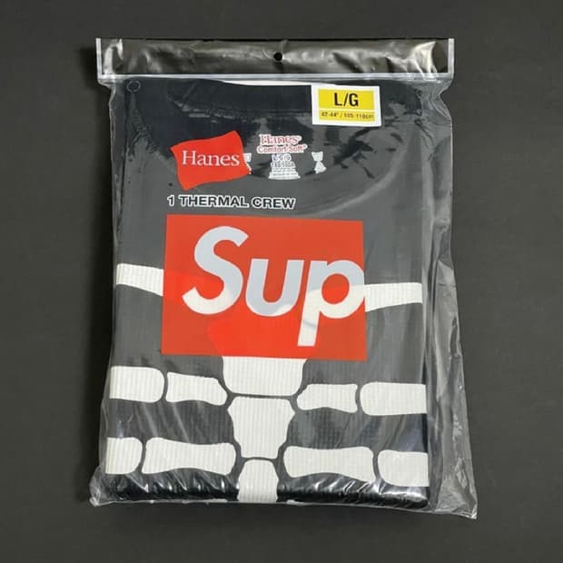 새상품) 슈프림 헤인즈 본 롱슬리브 블랙 L