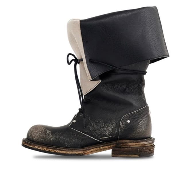 네거티브쓰리 Folded lace-up long boots 240