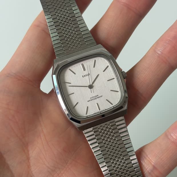 1980s Eagle Silver Square Quartz