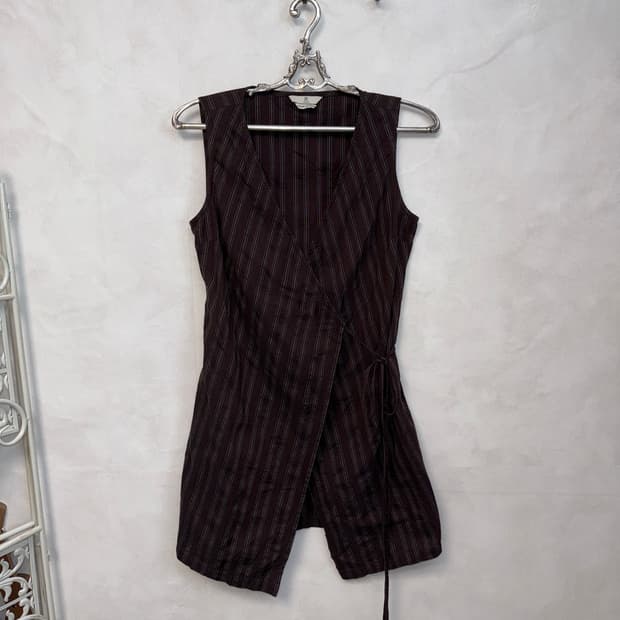 Iblues violet brown stripe wrap vest