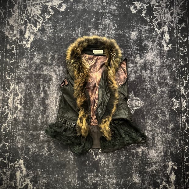00s Cathedral Lace Fur Vest