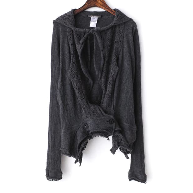 EIKO KONDO) grunge hood knit cardigun 