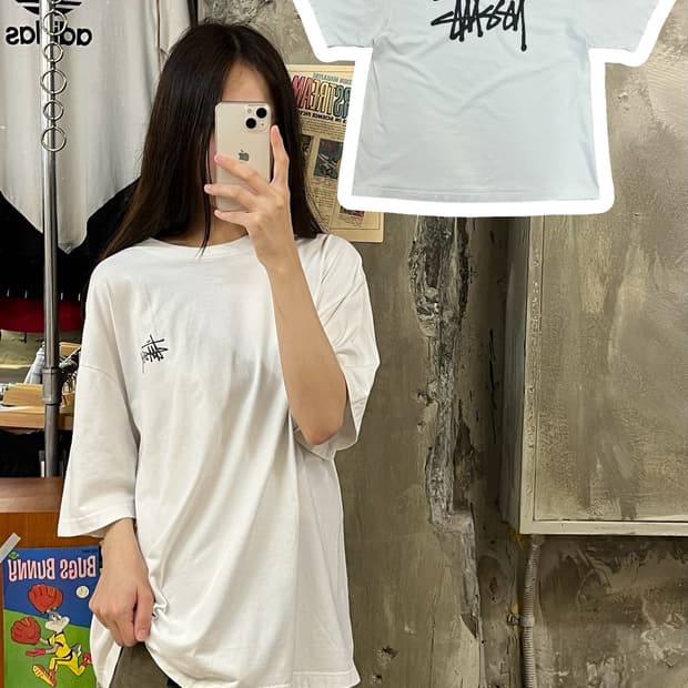 스투시 백로고 반팔티 화이트 L #csz406