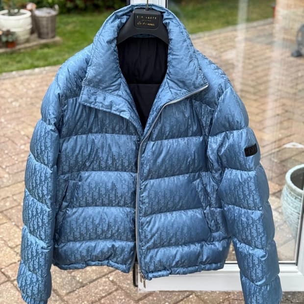 디올 오블리크 라이트 블루 푸퍼 자켓 패딩 M