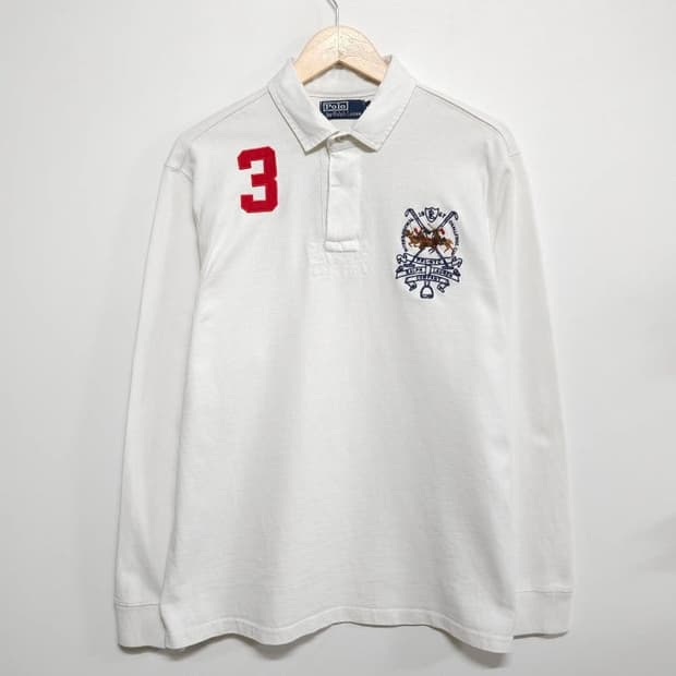 105 POLO 폴로 멀티포니 럭비 카라티 화이트 1990년대 올드빈티지