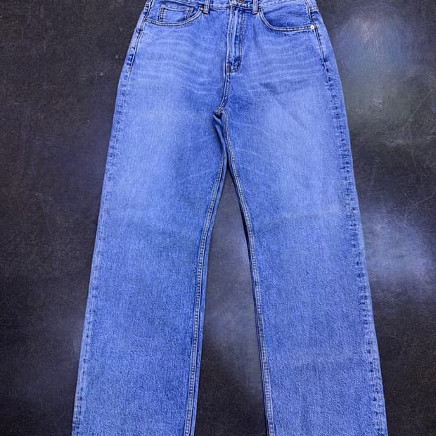 mod.9 모드나인 레트로 빈티지 스톤워싱 와이드핏 데님팬츠 32