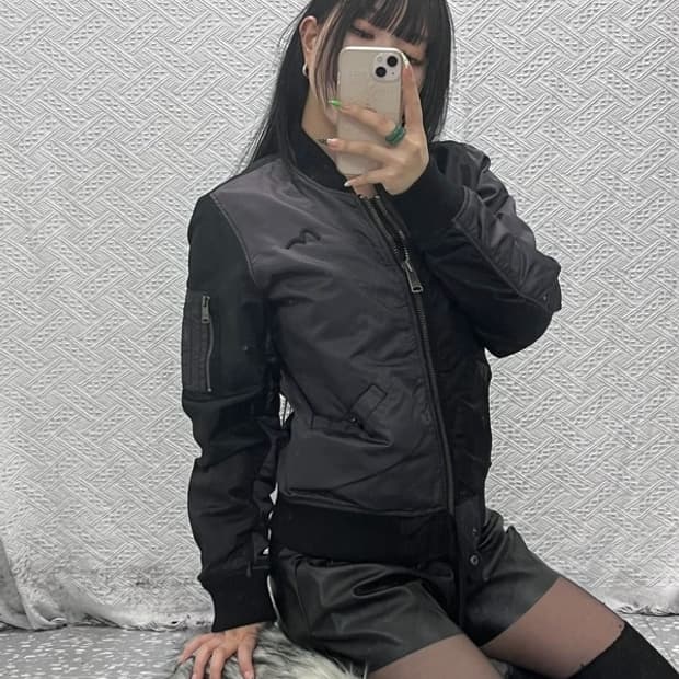 에비수 스트릿 힙합 언발 블루종 항공점퍼 자켓 S C09156