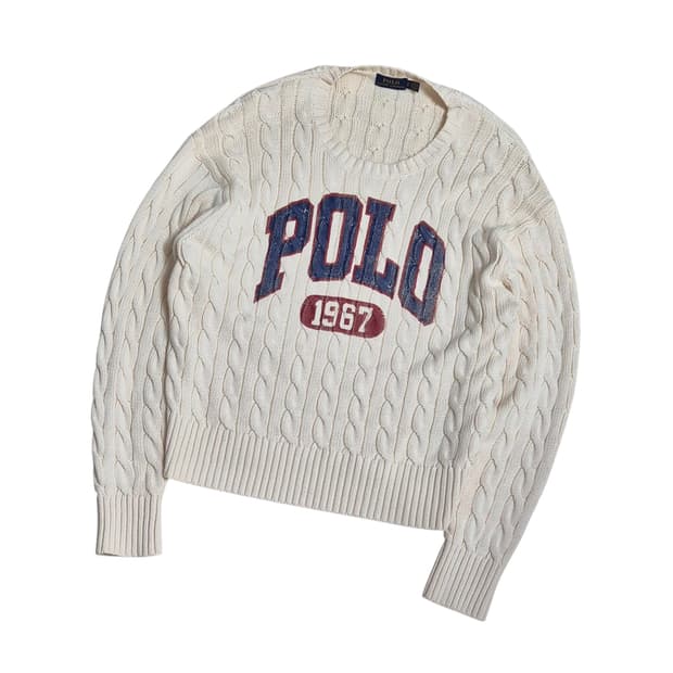 폴로 랄프로렌 빅로고 꽈배기 니트