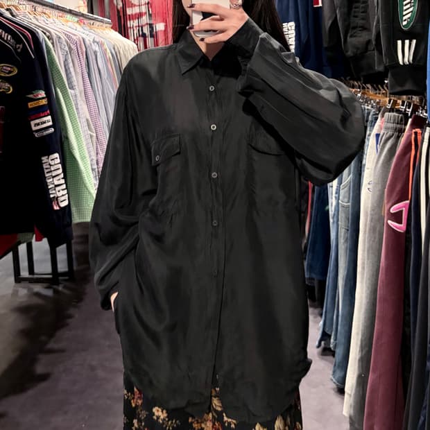 [IM] 실크 긴팔셔츠 블랙