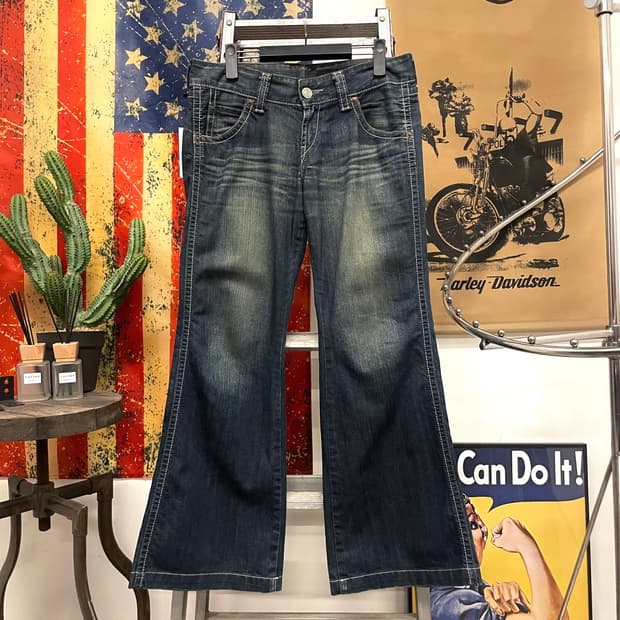 00s Levis 리바이스 제팬 라인 캣브러쉬 워싱 부츠컷 데님 팬츠 