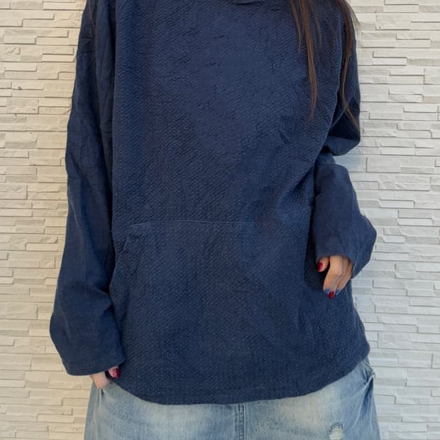 90s Russell 올드스쿨 와플 블루 후드티