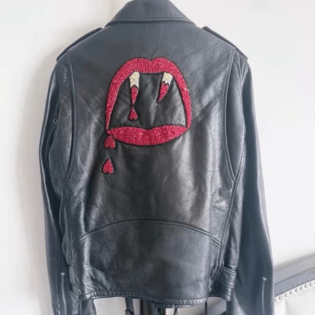 (50) 생로랑 블러드 러스터 레더 바이커 자켓 에디슬리먼