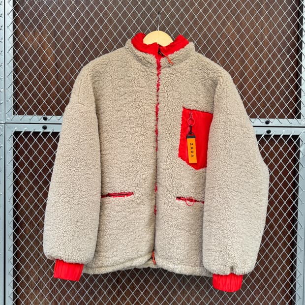 zara 자라 시어링 오버핏 쉐르파 플리스 뽀글이 후리스 자켓 M