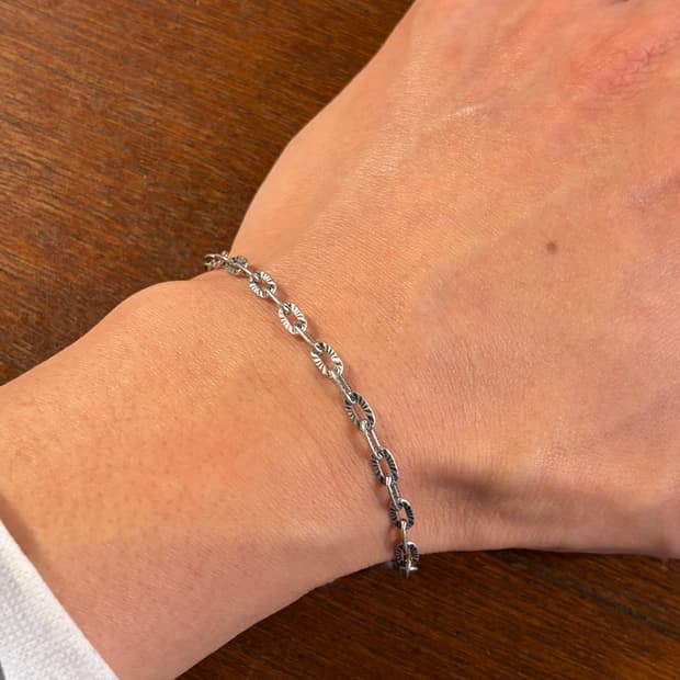 새상품 신주 실버코팅 각인 체인 팔찌