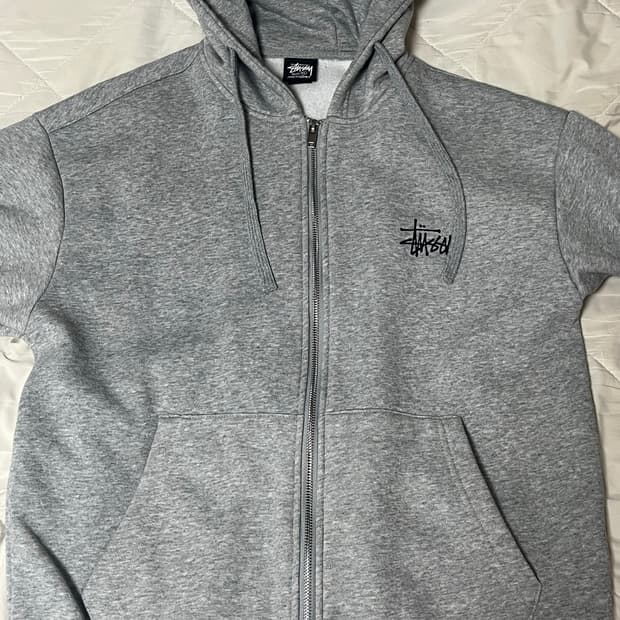 스투시 회색 후드집업