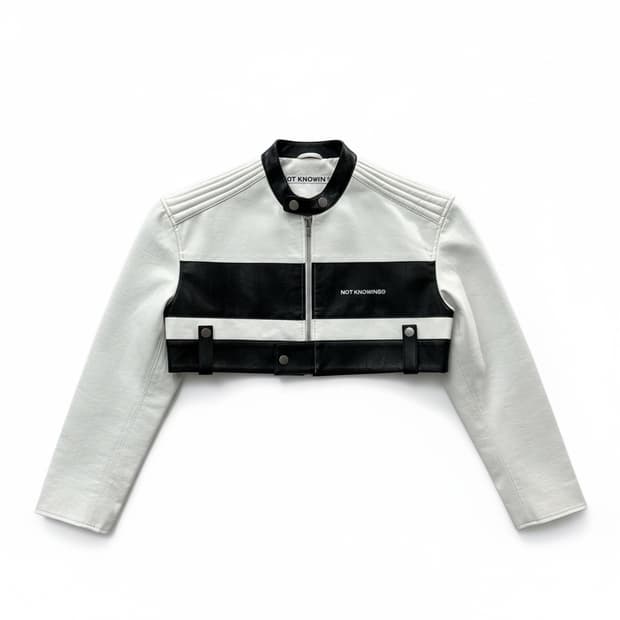 낫노잉 크롭 레이싱 레더 자켓