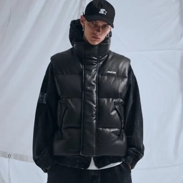 스타터 레더 패딩조끼 오버핏 l 사이즈 판매합니다