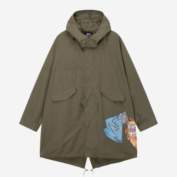 스투시 골디 피쉬테일 파카 올리브 size L