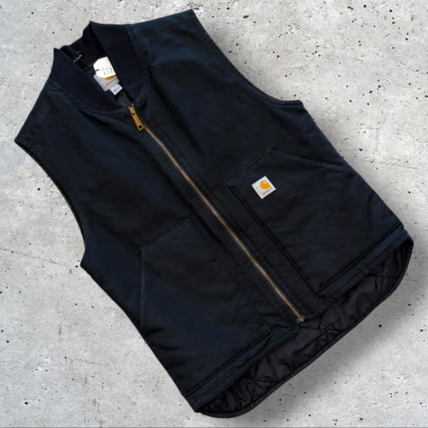 [L] 칼하트 블랙 누빔 안감 퀼팅 워크 베스트 조끼 D754