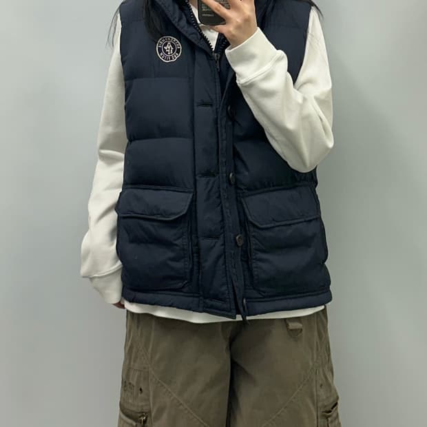 아베크롬비 자수로고 네이비 조끼패딩 