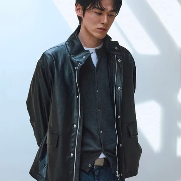 (착샷) 247시리즈 김원중 레더 필드 자켓 비건
