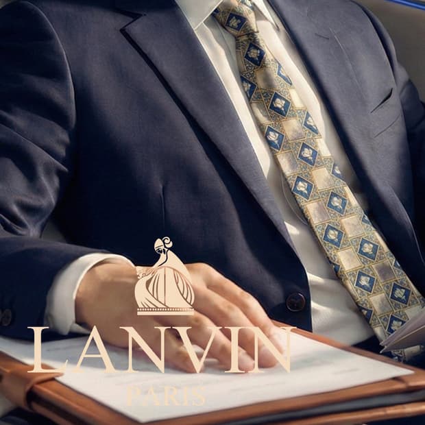 랑방 실크 기하 플라워 패턴 넥타이 9.2cm B등급 A19553