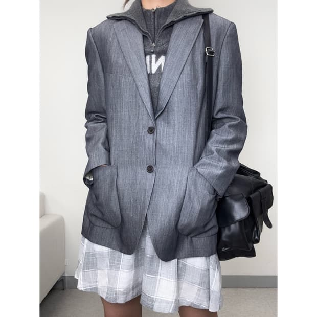 빈티지 그레이 울 블레이저 자켓