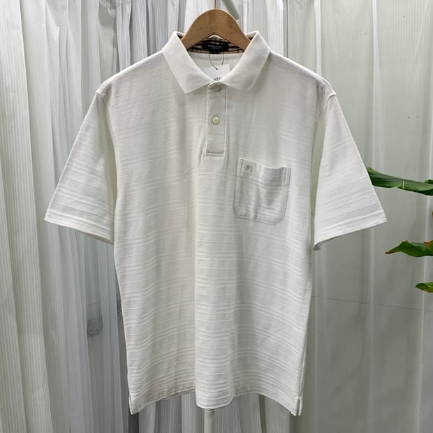 버버리 런던 자가드 스트라이프 반팔 폴로 티셔츠 1923