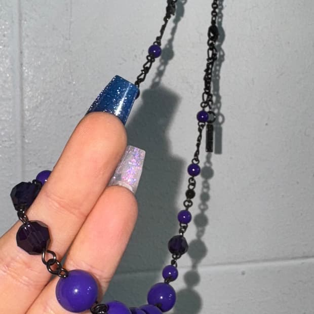 Anna Sui 안나수이 퍼플 오리엔탈 구슬 보석 목걸이