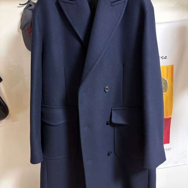 포터리 울 캐시미어 더블 브레스티드 코트 다크 네이비 3사이즈
