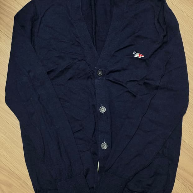 L) 메종키츠네 트리컬러 네이비 가디건