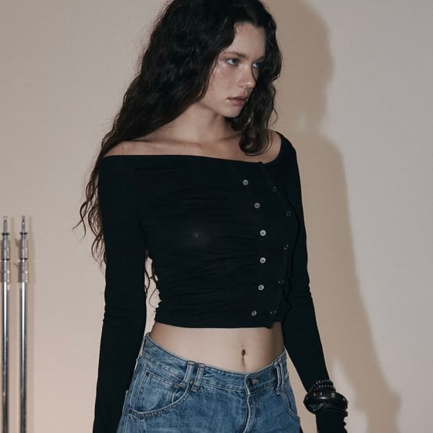 플노팔 Dulce Unbal Button Long Sleeve Top