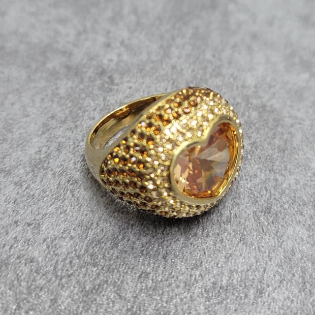 champagne gold heart ring