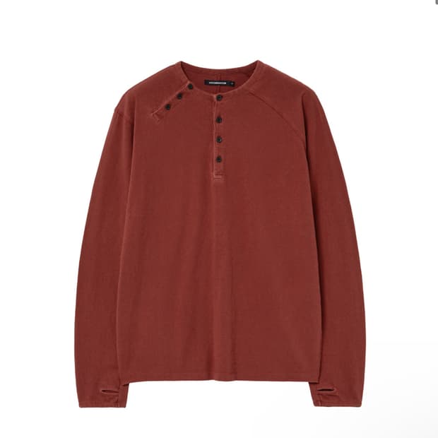 해칭룸 Double Henley Neck  Bleached Red 4