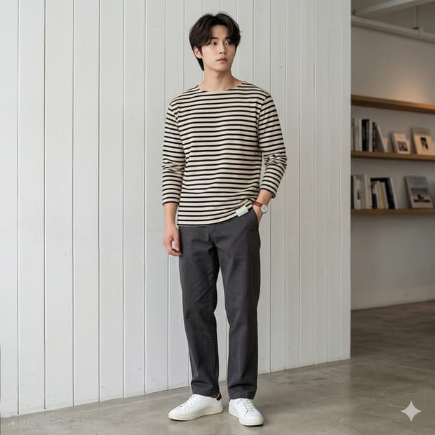 홈그로운 서플라이 스트라이프 티셔츠 