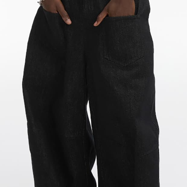 Washed Black Wide-Leg Vintage Denim Pant