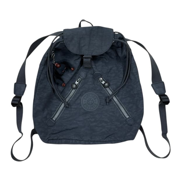 키플링 빈티지 Y2K 복조리 드로우 백팩 가방 블루그레이
