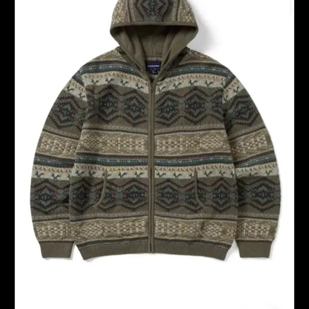 Hooded zip up sweater brown